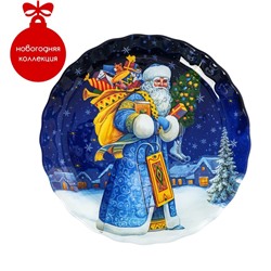 Блюдо стеклянное сервировочное Доляна «Дед Мороз», d=19 см