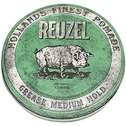 Reuzel  |  
            Green Pomade-Grease - Помада для волос,на петролатумной основе, средняя фиксация