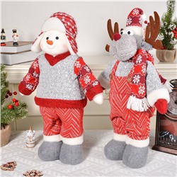 Новогодний кукла дед мороз, снеговик и олень размер 50*31см