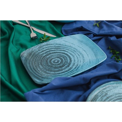 Блюдо прямоугольное Lykke turquoise, 32×23 см, цвет бирюзовый