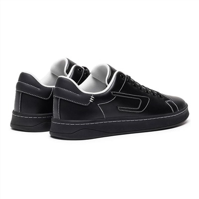 Sneakers Athene - cuero - costuras en contraste - negro