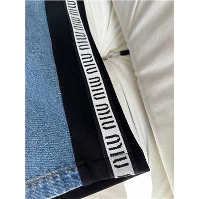 Крутые комбинированые джинсы Miu Miu