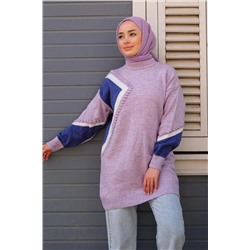 Хиджаб с узором пахлава Locco, трикотаж, свитер, сиреневый
