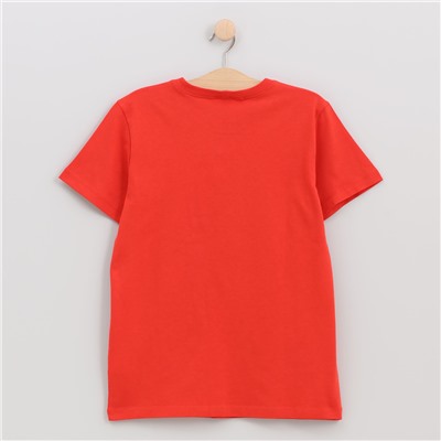 T-Shirt - 100% Baumwolle - Logoaufdruck - orangerot