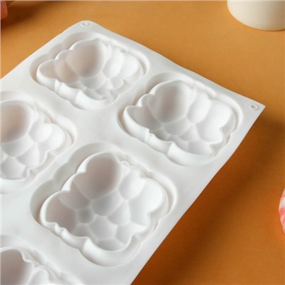 Форма для выпечки и муссовых десертов KONFINETTA «Облачко», силикон, 30×18,8×3,5 см, 6 ячеек (7,4×7,4 см), цвет белый