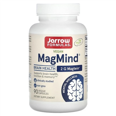 Jarrow Formulas, MagMind, магний, 90 вегетарианских капсул