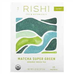 Rishi Tea, Organic Green Tea, Matcha Super Green, 15 пакетиков, 40,5 г (1,42 унции)