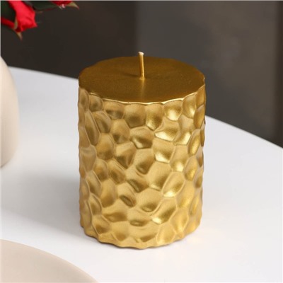 Свеча - цилиндр "ICEBERG", 8х6,5 см, золотая