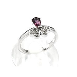 Кольцо С925 с турмалином розовым и алмазами  размер 18, 3,3г