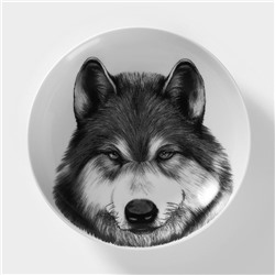 Тарелка фарфоровая глубокая «Волк», 700 мл, d=20,5 см, белая