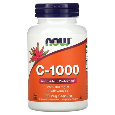 NOW Foods, C-1000 с биофлавоноидами, 100 растительных капсул