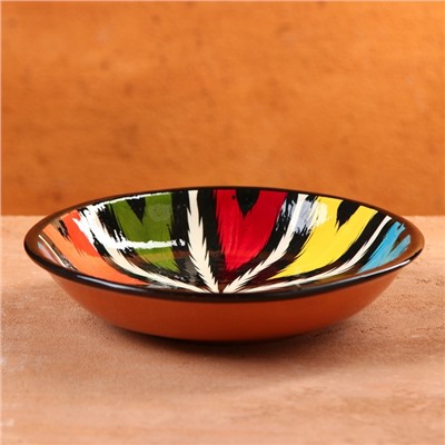 Тарелка Риштанская Керамика "Атлас", разноцветная, глубокая, 20 см