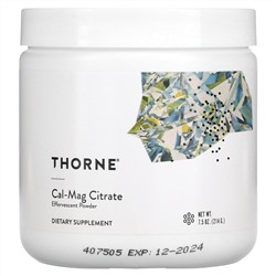 Thorne Research, Cal-Mag Citrate, шипучий порошок, 7,5 унций (214 г)