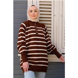Женский свитер-хиджаб в полоску Locco, коричневый