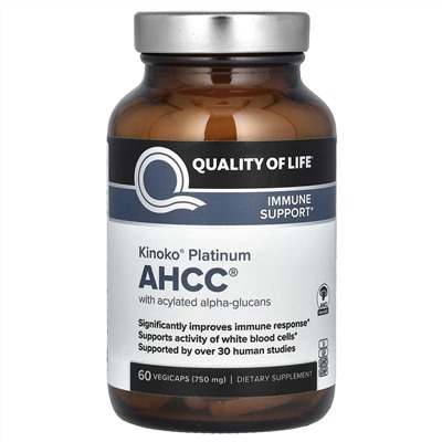 Quality of Life Labs, Kinoko Platinum AHCC, 60 растительных капсул