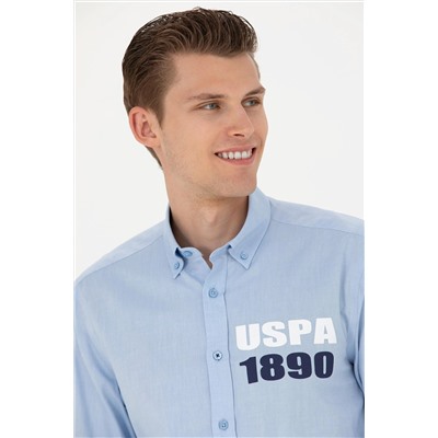 Мужская синяя рубашка с длинным рукавом Неожиданная скидка в корзине