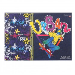 Альбом для рисования А4, 12 листов, на скобе Проф-Пресс Скейтер и граффити 12-1457