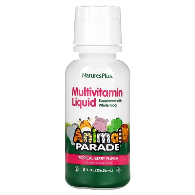 NaturesPlus, Animal Parade, Multivitamin Liquid, Tropical Berry, 8 fl oz (236.56 ml)