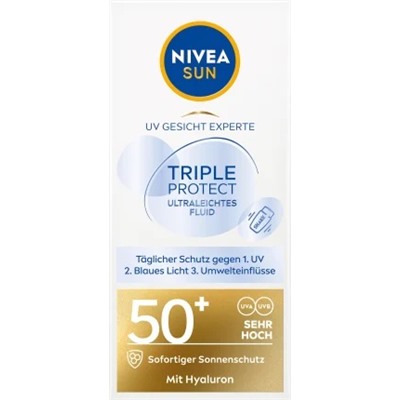 Солнцезащитный флюид для лица, тройная защита, SPF 50+, 40 мл