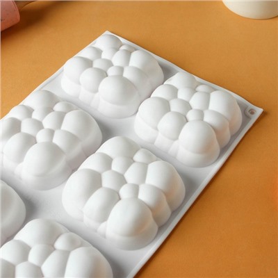 Форма для выпечки и муссовых десертов KONFINETTA «Облачко», силикон, 30×18,8×3,5 см, 6 ячеек (7,4×7,4 см), цвет белый