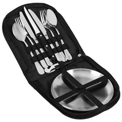 Набор для пикника Maclay: 3 ножа, 2 вилки, 2 ложки, 2 тарелки, открывашка