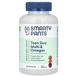 SmartyPants, добавка с мультивитаминами и омега для мальчиков-подростков, со вкусом апельсина, вишни, лимона и лайма, 120 жевательных таблеток