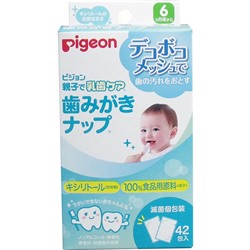 Детские влажные салфетки PIGEON для чистки молочных зубов с 6 мес мягк.упак 42шт/30