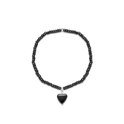 HEMATITE ELASTIC BRACELET HEART PENDANT