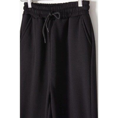 Cansın Mini Черные детские спортивные штаны с тремя нитками и эластичной резинкой на талии 16760