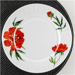 Тарелка обеденная Доляна «Бархатная роза», d=25 см, стеклокерамика, цвет белый