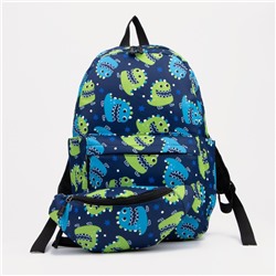 Рюкзак молодёжный из текстиля на молнии, 3 кармана, поясная сумка, цвет синий
