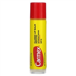 Carmex, классический бальзам для губ, лечебный, SPF 15, 4,25 г (15 унций)