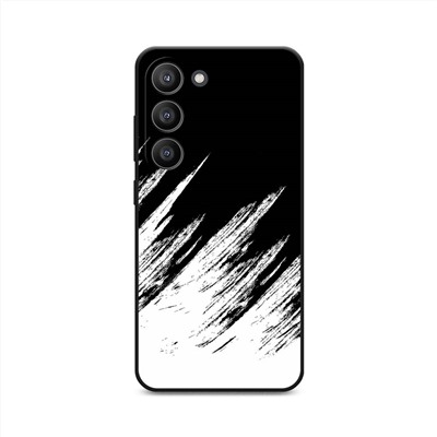 Матовый силиконовый чехол Черно белые брызги на Samsung Galaxy S23 5G
