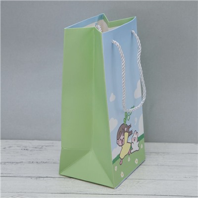 Пакет подарочный «Hare girl play», blue-green (12*10*24.5)