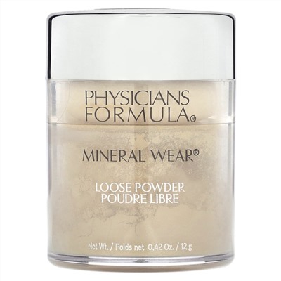 Physicians Formula, Mineral Wear, рассыпчатая пудра, полупрозрачный свет, 12 г (0,42 унции)