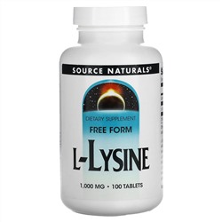 Source Naturals, L-лизин, 1000 мг, 100 таблеток