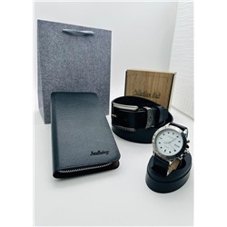 Подарочный набор для мужчины ремень, кошелёк, часы и коробка 2020548