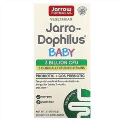 Jarrow Formulas, вегетарианский Jarro-Dophilus, для детей от 3 месяцев, 3 млрд КОЕ, 60 г (2,1 унции)