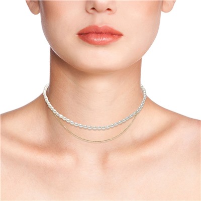 Collar - plata 925 chapada en oro - perlas de agua dulce - Ø de la perla: 4 - 5 mm