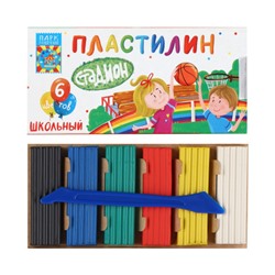 Пластилин 6 цветов, 90 гр, стек, картонная коробка Стадион Парк развлечений ПЛ-К6-120