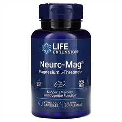 Life Extension, Neuro-Mag, L-треонат магния, 90 вегетарианских капсул