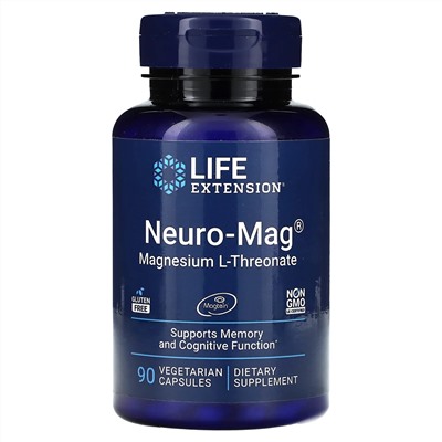 Life Extension, Neuro-Mag, L-треонат магния, 90 вегетарианских капсул