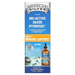 Sovereign Silver, Bio-Active Silver Hydrosol с дозатором-пипеткой, ежедневная и иммунная поддержка, 10 част./млн, 236 мл (8 жидк. унций)