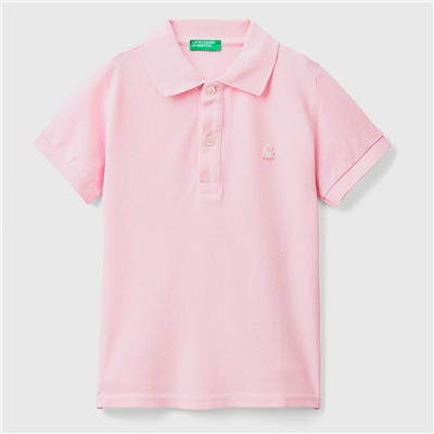 Poloshirt - 100% Baumwolle - Logo - aufgestickter Logo-Schriftzug - rosa