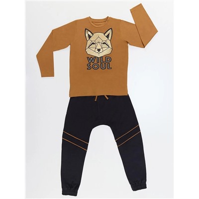 MSHB&G Комплект брюк и футболки для мальчика с изображением позолоченной лисы