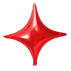Шар фольгированный 10 дюймов "Четырехконечная звезда" / Красный