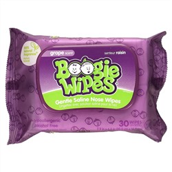 Boogie Wipes, Gentle Saline Nose Wipes, Grape Scent, 30 Wipes