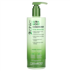 Giovanni, 2chic, Ultra Moist Conditioner, For Dry, Damaged Hair, Avocado + Olive Oil, 24 fl oz (710 ml)