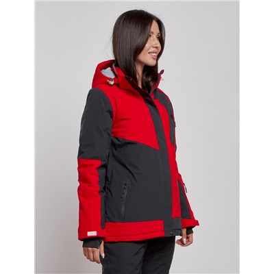 Горнолыжная куртка женская зимняя красного цвета 2306Kr