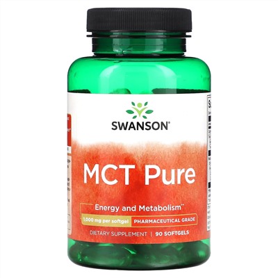 Swanson, MCT Pure, 1000 мг, 90 мягких таблеток